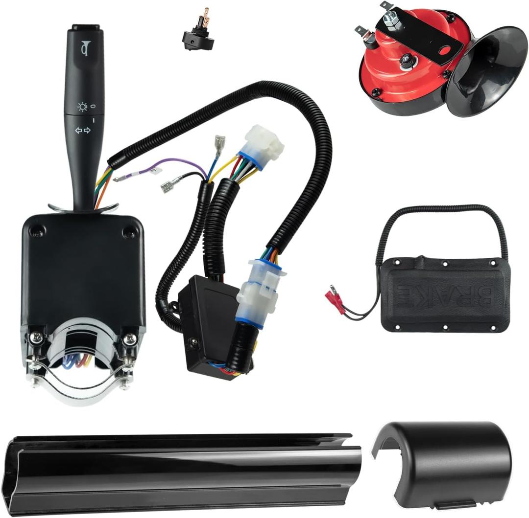 Golf Cart Turn Signal Kit with Horn Brake Light Switch 9-Pin Plug Deluxe Upgrade Wiring Harness - 12V Street Legal Light Kit for Club Car DS Precedent Tempo EZGO TXT RXV
