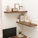 Dreamland 36" Floating Shelves for Wall, 12" Deep Slim Walnut Floating Shelves, Wall-Mounted Shelves for Bedroom, Living Room, Kitchen, Bathroom - Set of 2