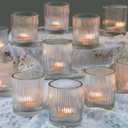 24 Pcs Votive Candle Holders - Clear Glass Tea Lights Candle Holder in Bulk for Table Centerpiece, Tealight Candle Holder for Weddings, Home Decor, Baby Shower, Special Occasions (Clear, 24)