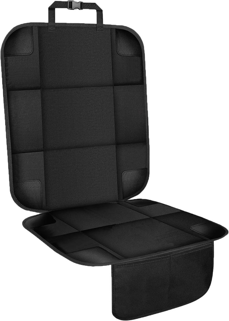 VLM Car Seat Protector for Child Baby Car Seat,600D Waterproof Car Seat Cover with Thick Padding, Non-Slip Backing and 2 Mesh Storage Pockets (1 park)