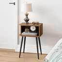 Nightstand, Small Bed Side Table for Small Spaces, Mid Century Modern Nightstand End Table with Open Storage, Side Table for Bedroom Living Room, Walnut Brown