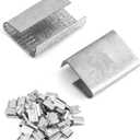 QWORK Strapping Open Seal, 200 Pcs Banding Clip Snap-On Gripper Strap Clip for 5/8" Width Strap