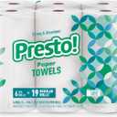 Amazon Brand - Presto! Ultra-Strong Premium Paper Towels, 158 Sheet Huge Roll - Flex-a-Size, 12 Rolls (2 Packs of 6), Equivalent to 38 Regular Rolls, White