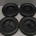 4 Pack 8 Inch Rubber Replacement Tire, Semi-Pneumatic Tire Plastic Wheel with 1/2-Inch Bore Offset Axle for Hand Trucks, Lawnmowers, Utility Carts, Black