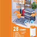 GONGSHI Vacuum Seal Bags for Clothing Travel & Home Storage, Travel Vacuum Bags with Electric Pump,Space Saver for Blankets, Comforters, Pillows, Clothes,28 Combo