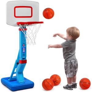SUPER JOY Toddler Basketball Hoop - Height Adjustable Kids Hoop for Indoor & Outdoor Play - Portable Basketball Goal for Poolside & Swimming Pool - Toy for Boys & Girls