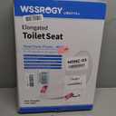Toilet Seat Elongated, Slow Close Hinges, Four Non-Slip Bumpers, Easy to Install and Clean, Durable Plastic, White Two Sets of Mounting Parts Included