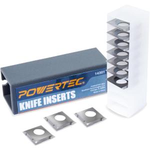 POWERTEC 14.3mm Carbide Inserts Cutter Knives for Spiral & Helical Cutterheads - Fits Wen PL1326, JT630H & Rikon 25-130H, Tungsten Carbide Replacement Blades for Planer and Jointer (14301)