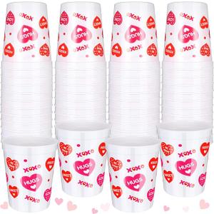 Meanplan 24 Pcs Valentine Plastic Cups, Reusable 16oz Heart Tumblers Galentines Day Cups for Kids Adults, Red Pink Valentine's Day Party Supplies for Anniversary Decoration