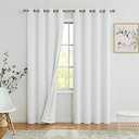 Full Blackout Window Curtains for Bedroom & Living Room - Noise Reducing, Thermal Insulated, Heavy Linen Texture, 8 Grommets, Cream White, 55" x 84", 2 Panels