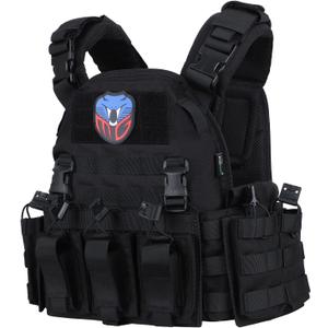MGFLASHFORCE Tactical Vest Molle Airsoft Vest for Men (Black)