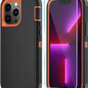 Phone Case for iPhone 13 Pro Case with HD Screen Protector, Heavy Duty Shockproof & DustProof & Dropproof 3-Layer Cover Phone Case for iPhone 13 Pro (6.1'') (BlackOrange)