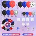 Amandir 153pcs Black Red Blue Balloon Arch Garland Kit, Different Sizes 18 12 10 5 inch Red Blue Sliver Spider Balloons for Boys Spider Theme Birthday Party Decorations