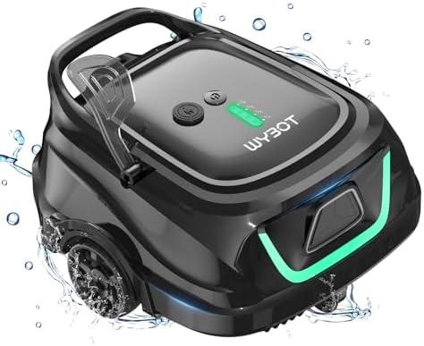 WYBOT A1 Robotic Pool Cleaner – Dual Layer Filtration, Strong Suction, 130 Mins Runtime, Robot Pool Vacuum for Above-Ground & Flat Pools up to 1,100 Sq. Ft., 4 Cleaning Modes, Abyss Black Green