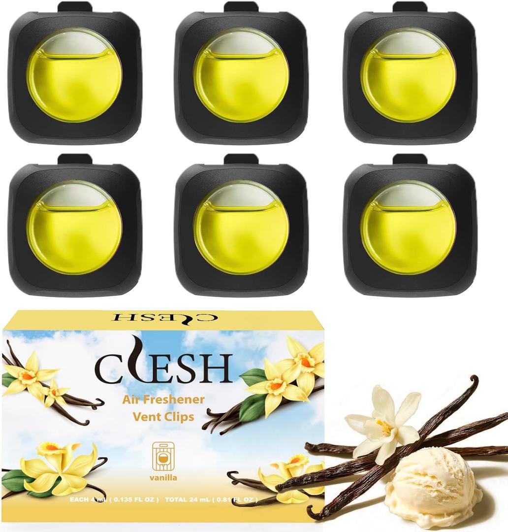 Car Air Fresheners, Vanilla, 6-Pack, 4ml Each, Odor Eliminator