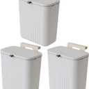 Sooyee 3 Pack 12L/3.2 Gal Kitchen Compost Bin for Countertop or Under Sink, Hanging Small Trash Can with Lid for Cupboard/Bathroom/Bedroom/Office/Camping,Compost Bucket White