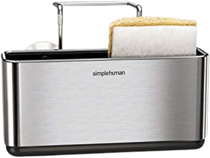 simplehuman Slim Sink Caddy Sponge Holder, Brushed Stainless Steel, Silver