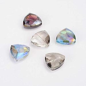 Calvas 10pcs Electroplate Crystal Glass Triangle Jewelry Beads for Jewelry Making Faceted Color Plated Mixed Color 18x18x9mm Hole: 1mm
