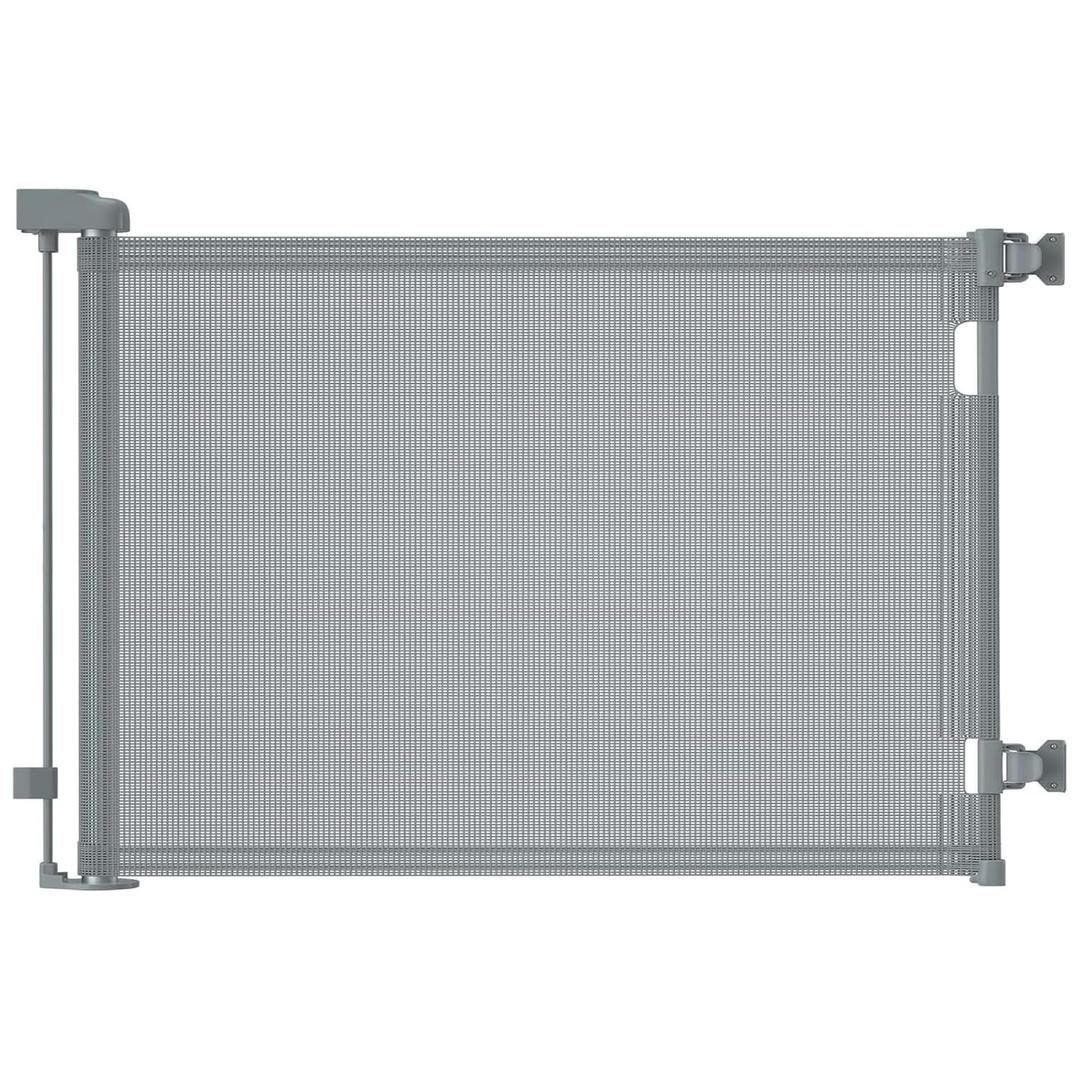 Retractable Baby Gates, Mesh Dog Gate for Doorways, 33.6" Tall, Expands to 55" Wide,Pet Safety Essential Fit for Baseboards, Wide Toddlers Gates for Hallways, Indoor & Outdoor,Grey