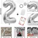 2 x Smlpuame 40 Inch 2025 Balloons Silver, Large Foil Number Balloons for Happy New Years Festival Celebration Party Supplies Class of 2025 Graduation Decorations