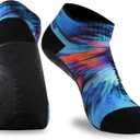 RANDY SUN Unisex Quick-Dry Sand Not Waterproof Barefoot Socks, Breathable Non Slip Beach Pool Shoes for Surf Swim Yoga Protect Against Sunburn (1 Pair Blue Printed Low Cut Size 31)