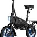 Jetson Bolt Folding Electric Ride-On Bike, Easy-Folding, Built-in Carrying Handle, Twist Throttle, Up to 15.5 MPH, Ages 13+ (Black X)