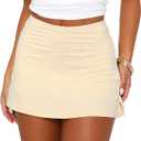 Womens Mini Skorts Sexy Mid-Waisted Pencil Bodycon Short Skirts with Side Split 2025 (Medium, Light Yellow)