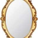 Eaoundm 14.5 x 10 inchs Smallest Oval Antique Decorative Wall Mirror Vintage Hanging Mirror (Gold)
)