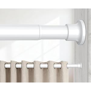 Tension Rods 48 to 84 Inch, 1" Heavy Duty Adjustable Spring Tension Curtain Rod - Non-Slip No Drill Shower Curtain Rod for Bathroom, Window, Closet & Doorway, White