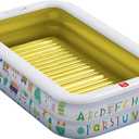 QPAU Kiddie Pool 65" x 39" Inflatable Pool for Kids & Toddlers, Ball Pit & Baby Pool with Soft Floor, Educational Alphabet & Number, Durable Outdoor Play Toys for Backyard & Indoor Fun (Yellow)
