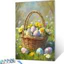 Easter Eggs Basket Paint by Numbers Kit for Adults Beginners Student Boys Girls,Wildlife Forest Flowers Watercolor Oil Painting Colorful Handicraft for Home Wall Decor Ideal Gift 16x20 In(No Frame)