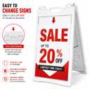 A Frame Sign, 24 “W x 36” H Double-Sided Display Outdoor waterproof Sandwich Board with Sand Filled Holes (White)