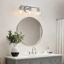Upgrade 3-Light Bathroom Light Fixtures, Modern Vanity Light with Globe Glass Shade, Silver Chrome Bathroom Lights Over Mirror, Vanity Lights for Bathroom Bedroom Kitchen Hallway Living Room