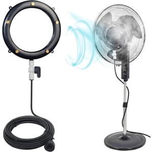 Tesmotor Fan Misters for Cooling Outdoor, Misters for Outside Fans - 19.6FT Misting Line + 5 Brass Nozzles with Water Control Valve (Fan Not Included)