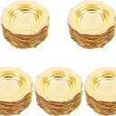 60Pcs Mini Gold Food Tray Disposable Platters Plastic Disc Plates for Party Dessert 3.69 x 0.69Inch