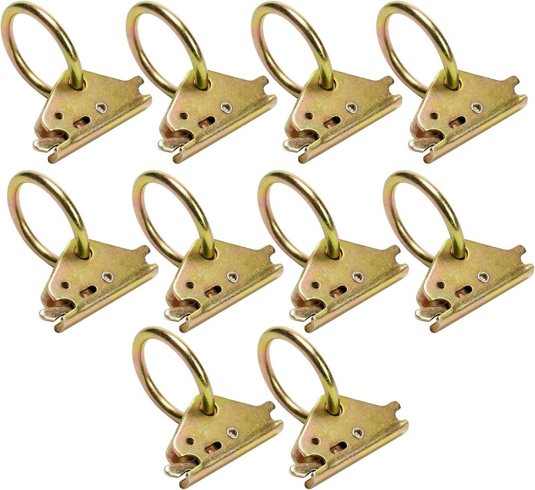 10-Pack Heavy Duty Steel E-Track O-Rings Tie-Down Anchors, for Trailers, Trucks, E Track Accessories to Secure Cargo in Enclosed/Flatbed Trailer Truck, Working Load Limit 1500lbs, Yellow