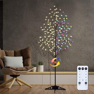 Lightshare Cherry Blossom Tree 6FT 208 LED Lighted Tree Multicolor with Remote Contrl for Decoration Inside and Outside, Home Patio Wedding Festival Christmas Decor (6.5FT)