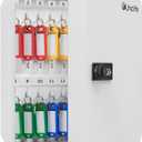 Uniclife 28-Key Steel Key Cabinet with Combination Lock Wall Mounted Key Organizer with Resettable Code White Digital Security Box with Hooks and Large Key Tag Labels Identifiers in 5 Assorted Colors