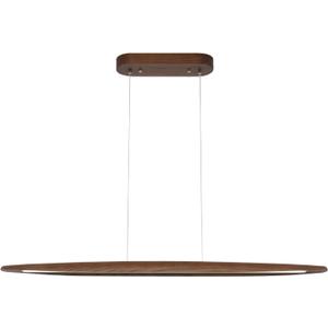 39" Wood Linear Pendant Light LED Dimmable Hanging Light Dinning Room Light Fixture Island Lights 24w for Dining Room Kitchen Island Bar Walnut Color