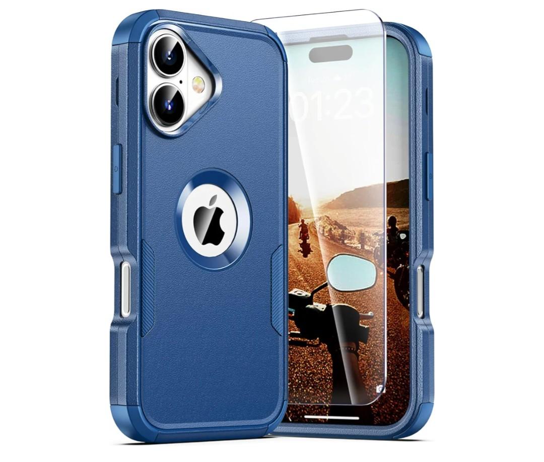 Compatible with iPhone 17 Case: 2X Screen Protector, Anti-Drop, Shockproof, Heavy Duty Protective Phone Case Cover for 17 6.3'', Blue