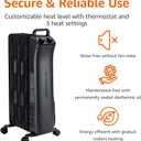 Amazon Basics Portable Oil Space Heater with 7 Oil-Filled Fins, 3 Heat Settings, Adjustable Thermostat, Tip-Over and Overheat Protection, ETL Safety Certificate, 1500W, Black