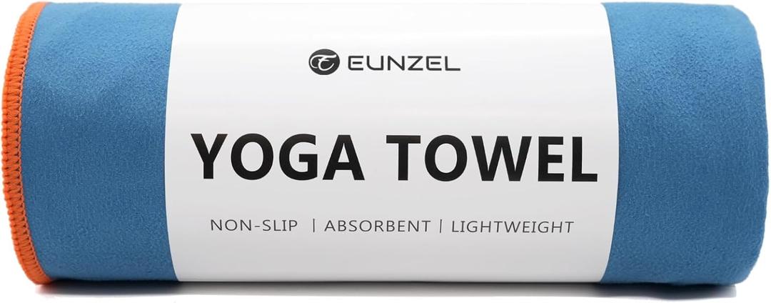 Eunzel Hot Yoga Towel Non-Slip Yoga Mat Towel Ultra-Absorbent Microfiber Towel for Hot Yoga, PilatesBikram and Workout 26.5"x 72" (Navy/ Orange)