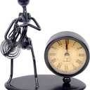 Classic Vintage Old Fashion Iron Art Musician Clock Figure Ornament for Home Office Desk Decoration Gift (C67 French Horn)