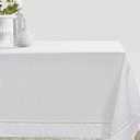Simple&Opulence Premium 100% Linen Hemstitch Tablecloth-60 x 120 Inch White, Natural Fabric, Rectangular Tablecloth for Indoor and Outdoor Use