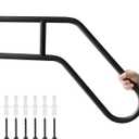 Handrails for Outdoor Steps Stair Railing Indoor, U-Shaped Wall Mount Stair Handrails for 1-3 Steps, 22.8in Safety Grab Bars with Matte Finished for Elderly, Kids, Disabled, Pregnant Women Black