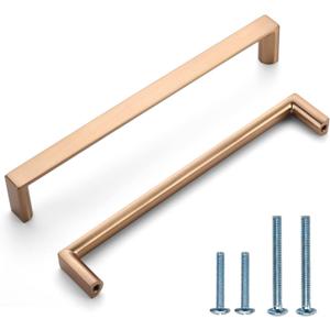 10 Pack 6.3 Inch(160mm) Cabinet Pulls Square Champagne Bronze Kitchen Cabinet Handles Kitchen Cabinet Hardware Gold Drawer Pulls for Dresser Cupboard Wardrobe