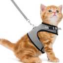 PUPTECK Soft Mesh Cat Vest Harness and Leash Set Puppy Padded Pet Harnesses Escape Proof for Cats Small Dogs Rabbits Bunny, Grey S (S(NECK 6", CHEST 8.5", 2-4 lbs))