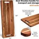 Bokon 2 Pcs Acacia Wooden Charcuterie Boards Acacia Serving Board with Handle Rectangular Hollow Handle Wood Tray Wooden Serving Platter Wood Server for Cheese Food(30 x 12 Inch)