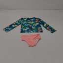 Simple Joys by Carter's Girls' 2-Piece Assorted Rashguard Sets (3T, Green Floral/Pink Stripe)