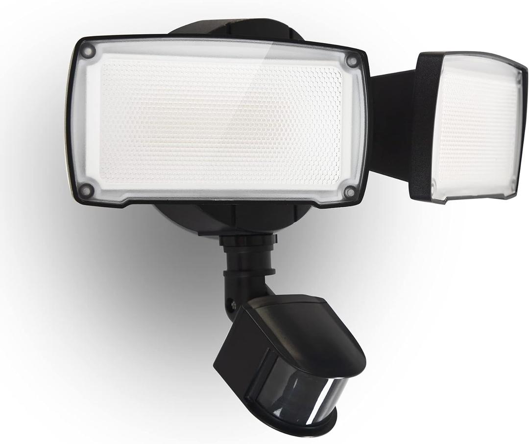 UME 19W LED Flood Light Motion Sensor Outdoor, 2 Adjustable Head, 2000LM, 5000K, IP65 Waterproof, Dusk to Dawn Security Light with Photocell for Exterior,Outside,Garage,House(Black) (1pack)